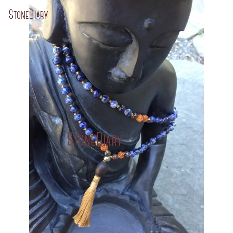 Fashion Lotus Seed Denim Blue Bohemian Yoga Necklace Hand Knotted Sodalite Bronzite & Rudraksha 108 Bead Mala Necklace NM11024
Fashion Lotus Seed Denim Blue Bohemian Yoga Necklace Hand Knotted Sodalite Bronzite & Rudraksha 108 Bead Mala Necklace NM11024