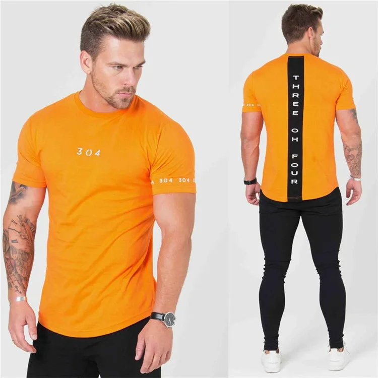 

New Gyms Clothing Fitness Tees Men Fashion Extend Hip Hop Summer Short Sleeve T-shirt Cotton Bodybuilding Muscle Guys Brand