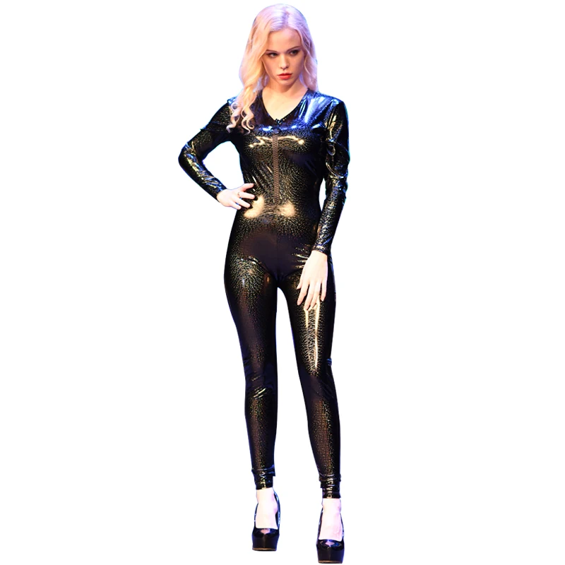 Sexy Women Leopard Latex 3D Galaxy Shiny Full Body Jumpsuit Large Zipper Deep V Neck Leotard Bodysuit Moto & Biker Club Wear 168
Sexy Women Leopard Latex 3D Galaxy Shiny Full Body Jumpsuit Large Zipper Deep V Neck Leotard Bodysuit Moto & Biker Club Wear 168