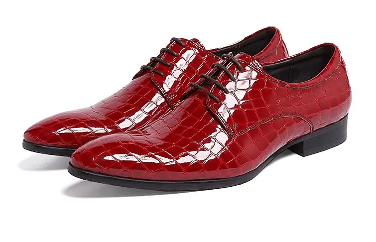 Genuine Patent Leather Men's Brogue Runway Lace-Up High Heel Shoes Formal Dress Shoes diamond-type lattice Red Wedding Shoes
Genuine Patent Leather Men's Brogue Runway Lace-Up High Heel Shoes Formal Dress Shoes diamond-type lattice Red Wedding Shoes