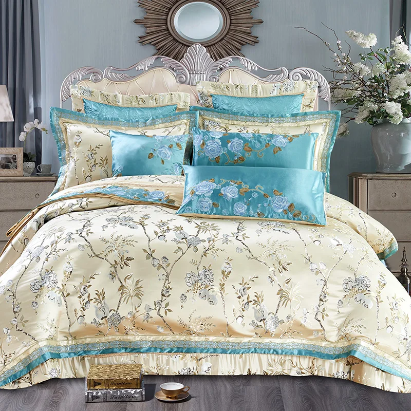 Europe style Flower Satin Jacquard Luxury Wedding Bedding set Queen King size Duvet cover Cotton bed spread sheet set pillow
Europe style Flower Satin Jacquard Luxury Wedding Bedding set Queen King size Duvet cover Cotton bed spread sheet set pillow