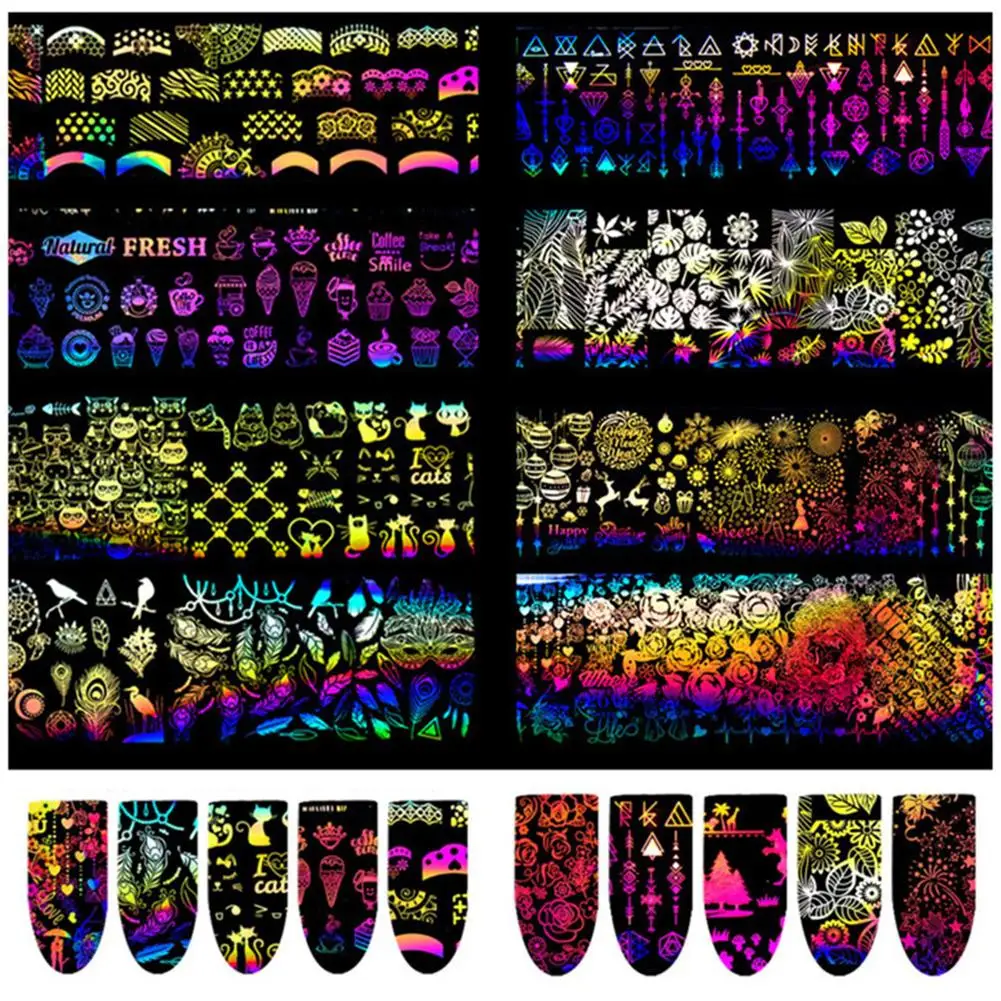 New Arrival 10Pcs Nail Art Stickers Holographic Multicolor Flower Cat Wolf Starry Sky Nail Stickers Decals Beauty Manicure Tool
New Arrival 10Pcs Nail Art Stickers Holographic Multicolor Flower Cat Wolf Starry Sky Nail Stickers Decals Beauty Manicure Tool