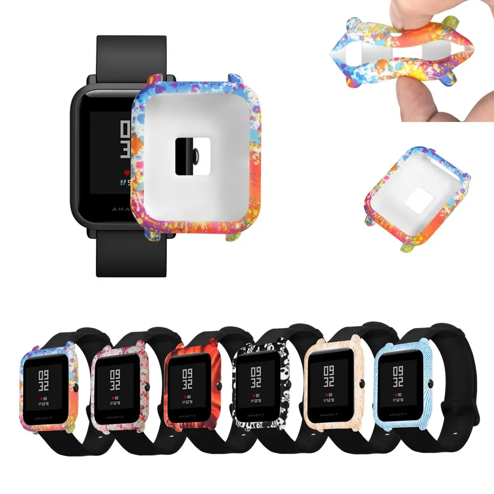 

FIFATA Soft Silicone Protector For Amazfit Bip Watch Camouflage Case Cover Protective Frame For Huami Amazfit Bip Protect Shell