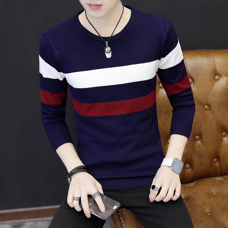 2022autumn thin sweater male teenagers Round collar stripe knit sweater tide cultivate one's morality
2022autumn thin sweater male teenagers Round collar stripe knit sweater tide cultivate one's morality