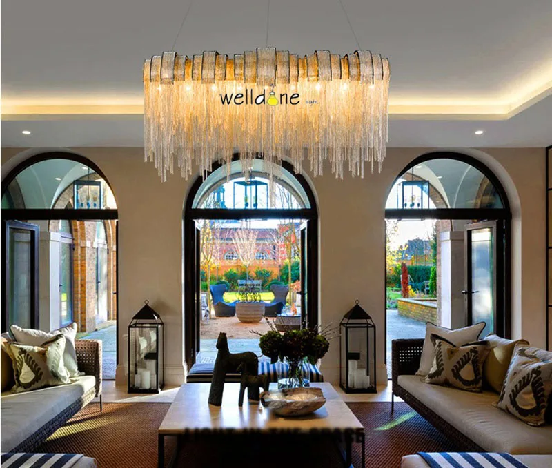 Modern Dinning Room Light Tassel Aluminum Chain Pendant Light Creative Led Drop Light For Indoor Decoration
Modern Dinning Room Light Tassel Aluminum Chain Pendant Light Creative Led Drop Light For Indoor Decoration