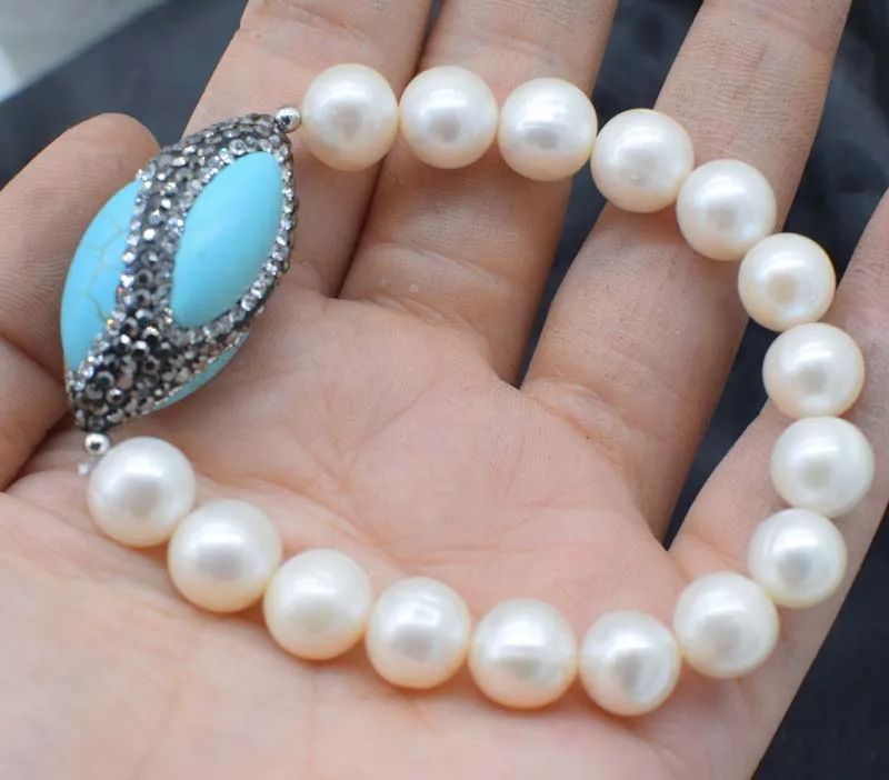 freshwater pearl near round 10-11mm &turquoise bracelet 8inch wholesale beads nature handcraft
freshwater pearl near round 10-11mm &turquoise bracelet 8inch wholesale beads nature handcraft