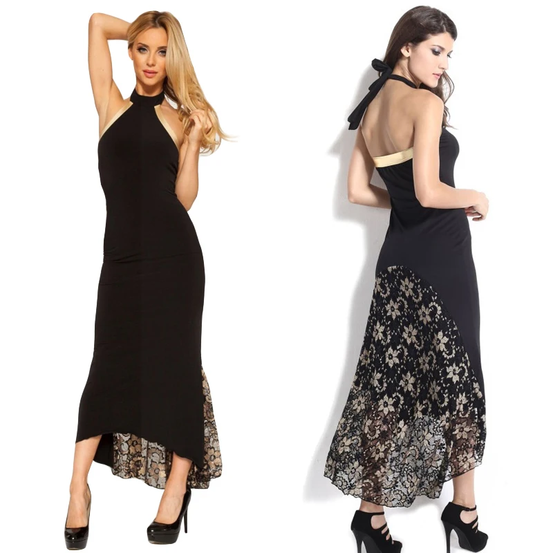 Women Summer Dress Halter Off Shoulder Sleeveless Casual Party Dress with Gold Floral Lace Hem Sundress Vestidos Mujer Verano
Women Summer Dress Halter Off Shoulder Sleeveless Casual Party Dress with Gold Floral Lace Hem Sundress Vestidos Mujer Verano
