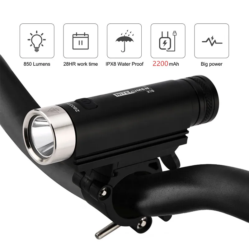 

NEW XM-L2 LED Bike Front Bicycle Light Rechargeable Flashlight Waterproof MTB Headlight with 2200mAh 18650 Battery