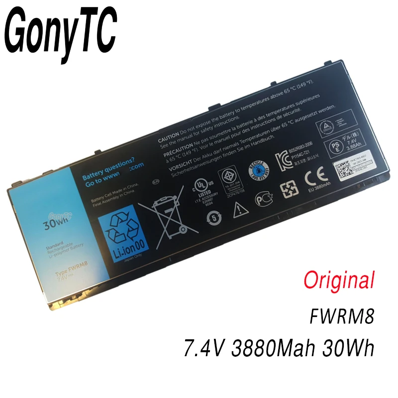 

Оригинальный аккумулятор GONYTC FWRM8 YCFRN для ноутбука Dell Latitude 10 ST2e KY1TV C1H8N PPNPH 1VH6G 1XP35 312-1412 312-1423 30Wh 7,4 В