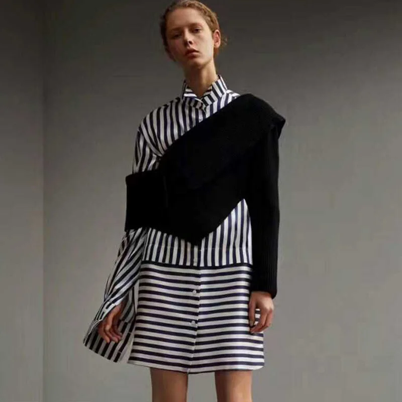OXANT Striped Shirt Dress Two Piece Sets Female Long Sleeve Patchwork Dresses with Slash Neck Sweater Sets 2019 Autumn
OXANT Striped Shirt Dress Two Piece Sets Female Long Sleeve Patchwork Dresses with Slash Neck Sweater Sets 2019 Autumn