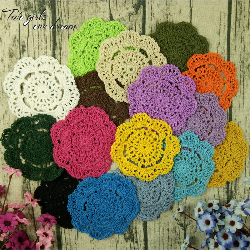 50pcs/lot Handmade Crochet Lace Doilies 10cm Colorful Flower Crochet Table Placemat Coaster Vintage Mat Pad For Wedding Mat Pad
50pcs/lot Handmade Crochet Lace Doilies 10cm Colorful Flower Crochet Table Placemat Coaster Vintage Mat Pad For Wedding Mat Pad