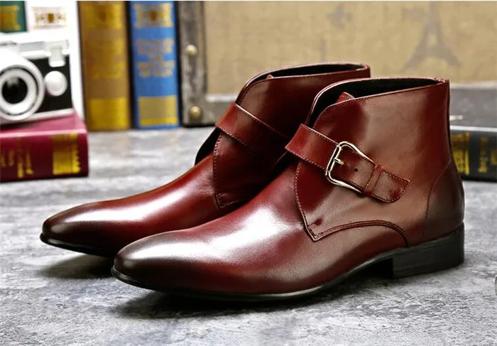 NEW personality low heel ankle boots men pointed toe buckle dress boots leather cowhide business oxfords boots
NEW personality low heel ankle boots men pointed toe buckle dress boots leather cowhide business oxfords boots
