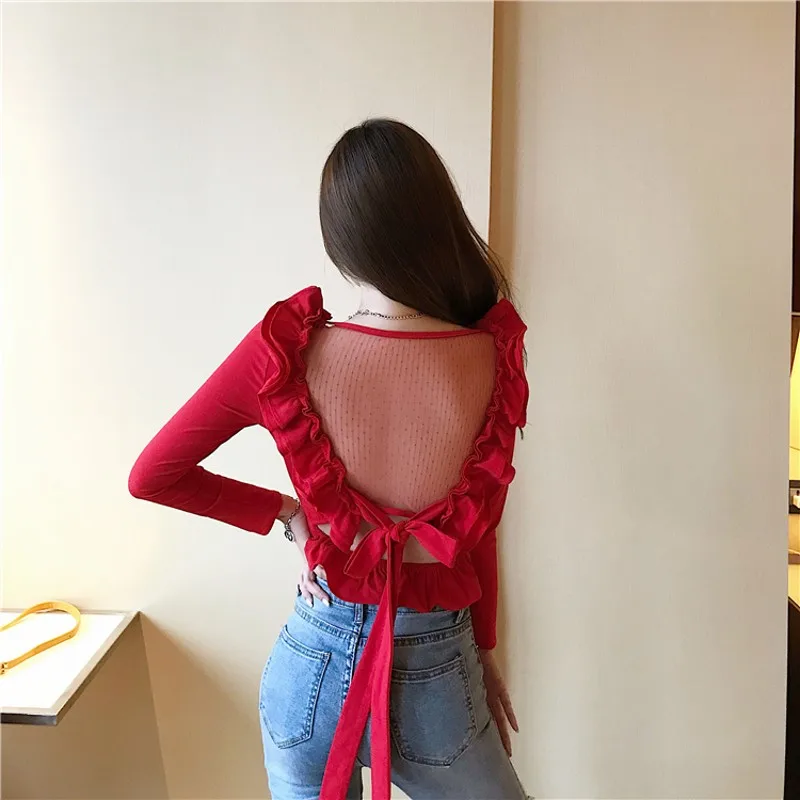 2019 Deep V Sexy Blouse Women Long Sleeve Slim Short Crop Top Women Cross Bandage Back Knot Tops
2019 Deep V Sexy Blouse Women Long Sleeve Slim Short Crop Top Women Cross Bandage Back Knot Tops