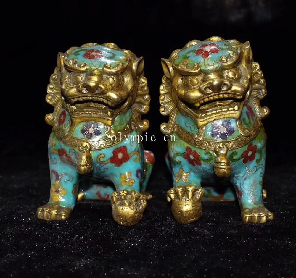 Pair bronze gild cloisonne home fengshui exorcise evil spirits foo dog lion
Pair bronze gild cloisonne home fengshui exorcise evil spirits foo dog lion