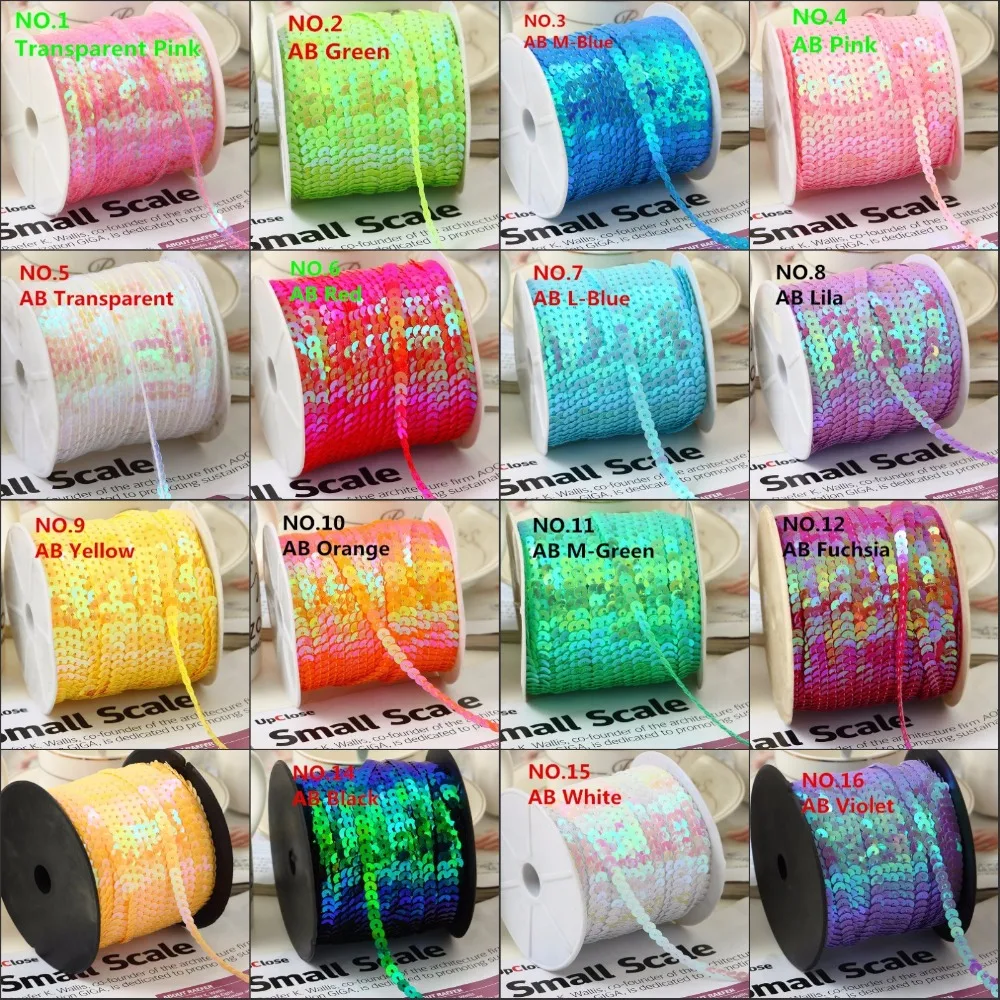 100Yard 6mm AB Plating Color Spangle Sequins Ribbon on Trim,Flat Round Sequin Sewing Paillettes String in Roll For Wedding Craft
100Yard 6mm AB Plating Color Spangle Sequins Ribbon on Trim,Flat Round Sequin Sewing Paillettes String in Roll For Wedding Craft