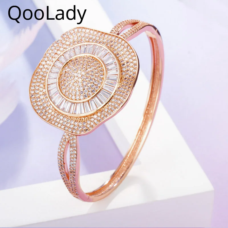 QooLady Luxury Dubai Micro Pave CZ Rose Gold Color Open Cuff Big Flower Wedding Bracelets Bangles Jewelry for Women Gift K003
QooLady Luxury Dubai Micro Pave CZ Rose Gold Color Open Cuff Big Flower Wedding Bracelets Bangles Jewelry for Women Gift K003