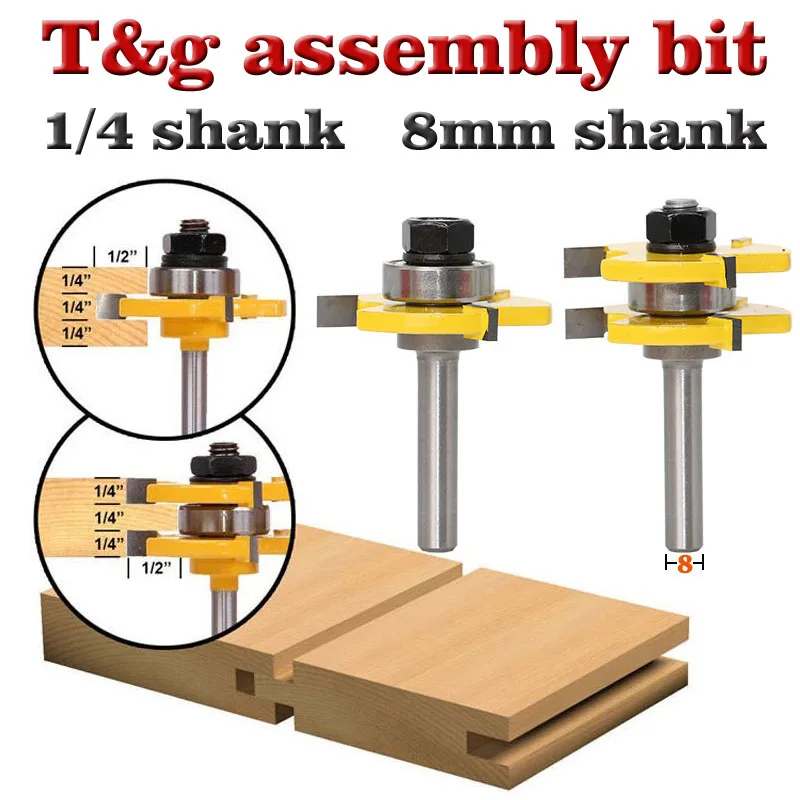 2 pc6.35mm 8Shank high quality Tongue & Groove Joint Assembly Router Bit Set 3/4" Stock Wood Cutting Tool
2 pc6.35mm 8Shank high quality Tongue & Groove Joint Assembly Router Bit Set 3/4" Stock Wood Cutting Tool
