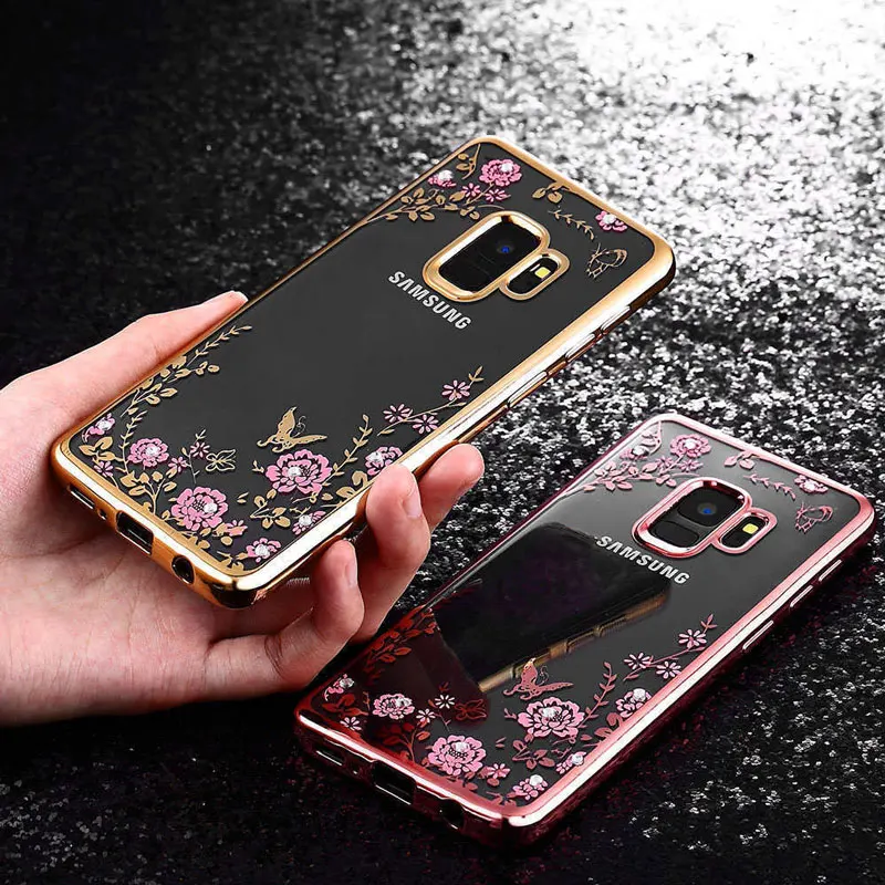 Чехол для Samsung Galaxy Note 9 8 5 4 3 блестящее покрытие с цветком роскошный мягкий чехол из