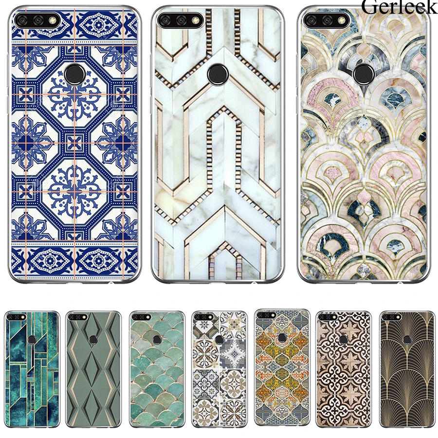 Чехол для мобильного телефона Morocco Art Deco Tile Map Huawei P9 P8 P10 P20 P30 MINI Lite Pro Plus P Smart Cover