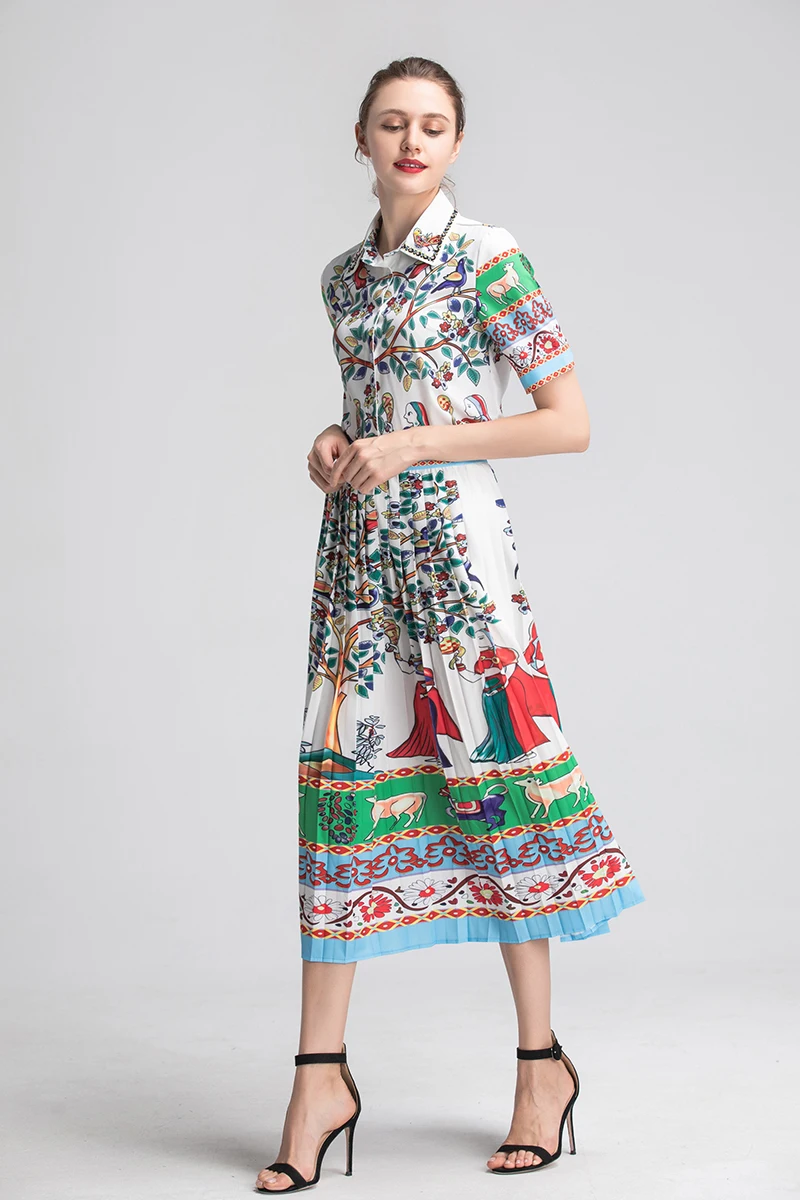 MIUXIMAO 2019 Spring Newest Suit Sets 2 Piece Turn-down Collar Short Sleeve Top +Pleated Skirt Diamonds jumpsuit Women vestido
MIUXIMAO 2019 Spring Newest Suit Sets 2 Piece Turn-down Collar Short Sleeve Top +Pleated Skirt Diamonds jumpsuit Women vestido