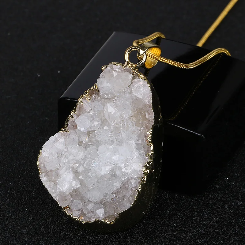 Opal White Irregular Crystal Pendant Necklaces Gold Wrap Natural Gem Stone Necklace For Women Solid Druzy Stone Necklace Jewelry
Opal White Irregular Crystal Pendant Necklaces Gold Wrap Natural Gem Stone Necklace For Women Solid Druzy Stone Necklace Jewelry