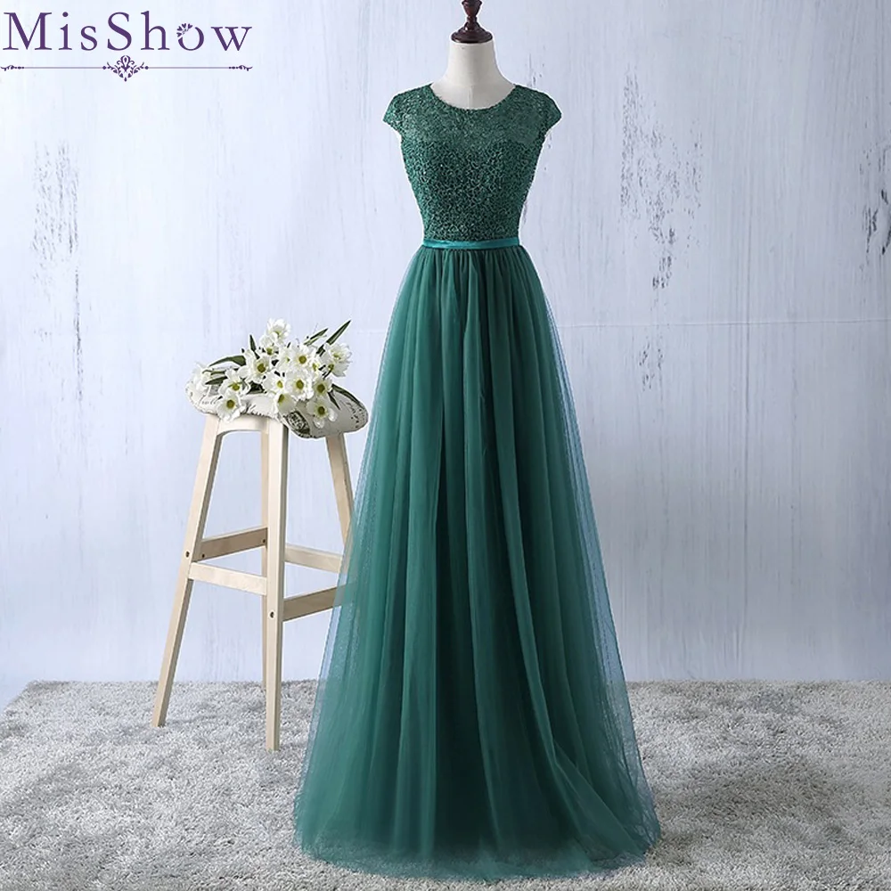 Vestido de festa торжественное вечернее платье 2019 зеленое из тюля с аппликацией для