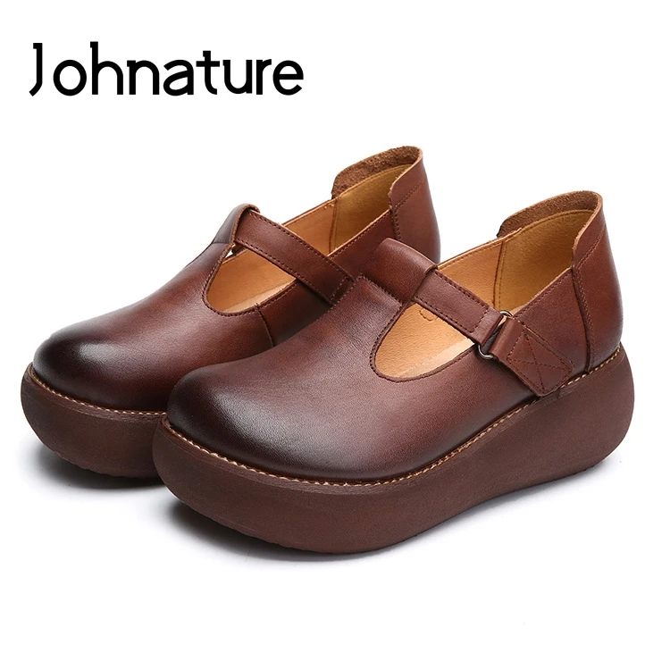 Женские туфли из натуральной кожи Johnature, туфли-лодочки в стиле ретро с круглым носком, на липучке и платформе, повседневная обувь для весны и ...
Женские туфли из натуральной кожи Johnature, туфли-лодочки в стиле ретро с круглым носком, на липучке и платформе, повседневная обувь для весны и ...