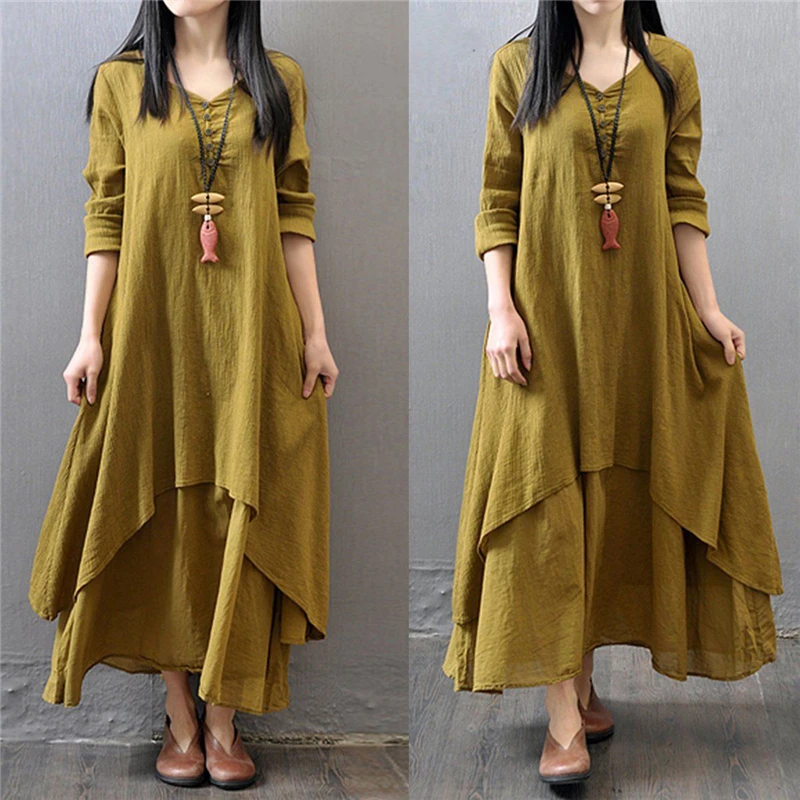 New Casual Women Flax Casual Dress Long Sleeve Casual Loose Autumn Spring Holiday Party Dresses For Female
New Casual Women Flax Casual Dress Long Sleeve Casual Loose Autumn Spring Holiday Party Dresses For Female