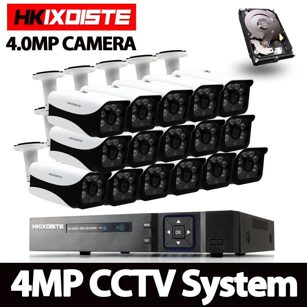 Фото Система видеонаблюдения 16 каналов 4 МП Full HD 1080P HDMI DVR|hdd 4tb|hdd video camerahdd 1 |