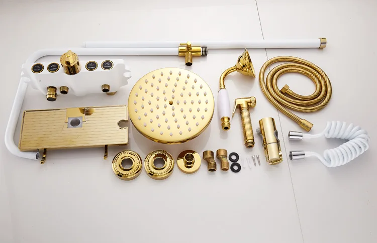 Senducs White Gold Thermostatic Shower System European Bathroom Gold Shower Set Quality Brass Bathroom Thermotatic Shower Set
Senducs White Gold Thermostatic Shower System European Bathroom Gold Shower Set Quality Brass Bathroom Thermotatic Shower Set