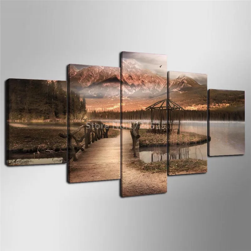 CLSTROSE Modern Home Wall Art Decor Pictures 5 Pieces Mountain Lake Wooden Bridge Natural Scenery HD Posters For Living Room
CLSTROSE Modern Home Wall Art Decor Pictures 5 Pieces Mountain Lake Wooden Bridge Natural Scenery HD Posters For Living Room