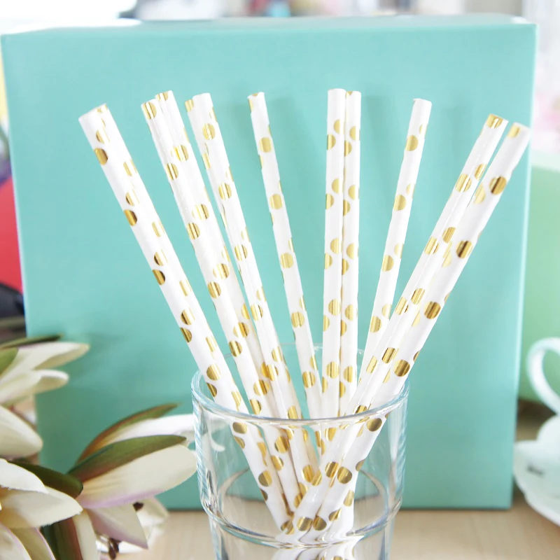 hign quality 50pcs gold Dots Paper Straw Drinking Straws Birthday Party Wedding baby shower Decoration Eco-friendly 
hign quality 50pcs gold Dots Paper Straw Drinking Straws Birthday Party Wedding baby shower Decoration Eco-friendly