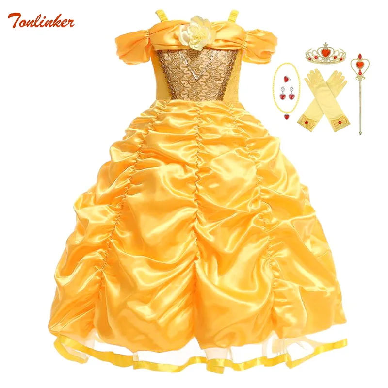 Birthday Party Costume For Girls Yellow Belle Princess Dress Flowers Lace Embroidery Ball Gown Kids Halloween Cosplay Clothes
Birthday Party Costume For Girls Yellow Belle Princess Dress Flowers Lace Embroidery Ball Gown Kids Halloween Cosplay Clothes
