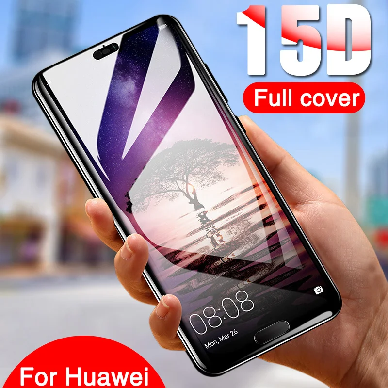 15D полное покрытие закаленное стекло для Huawei P20 Lite защита экрана защитная
