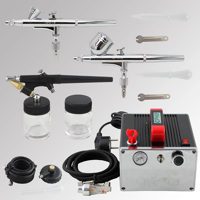 OPHIR 3 Dual-Action & Single-Action Airbrush Kits with Air Compressor Air Brush for Temporary Tattoo Nail Art_AC091+004A+071+073
OPHIR 3 Dual-Action & Single-Action Airbrush Kits with Air Compressor Air Brush for Temporary Tattoo Nail Art_AC091+004A+071+073