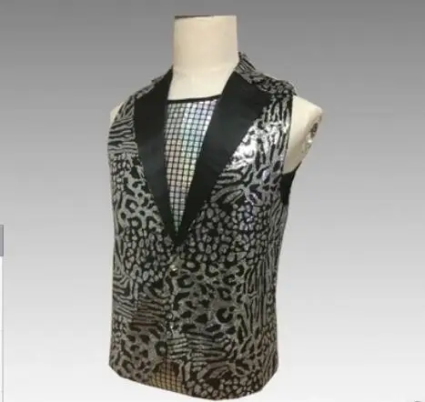 Steampunk Men's v-neck vest Casual Vintage sleeveless Silver leopard print 
Steampunk Men's v-neck vest Casual Vintage sleeveless Silver leopard print