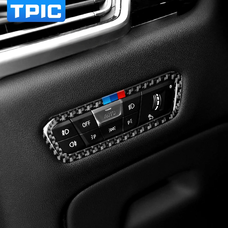 Наклейка TPIC для кнопки переключателя фары из углеродного волокна BMW G30 X5 Series 2019-2021