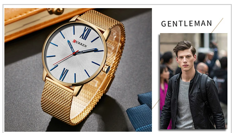 CURREN 2018 Minimalist Design Blue Red Hands Ultra Thin Case Golden Mesh Band Men Fashion Quartz Sport Watches Top Brand Luxury
CURREN 2018 Minimalist Design Blue Red Hands Ultra Thin Case Golden Mesh Band Men Fashion Quartz Sport Watches Top Brand Luxury