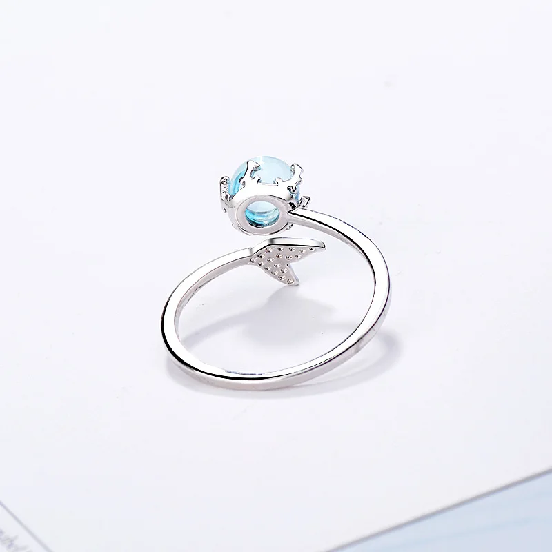 FENGLI Open Blue Color Rhinestone Women Rings Fish Tears Deck Ring Adjustable Free Size Jewelry Wholesale | Украшения и
