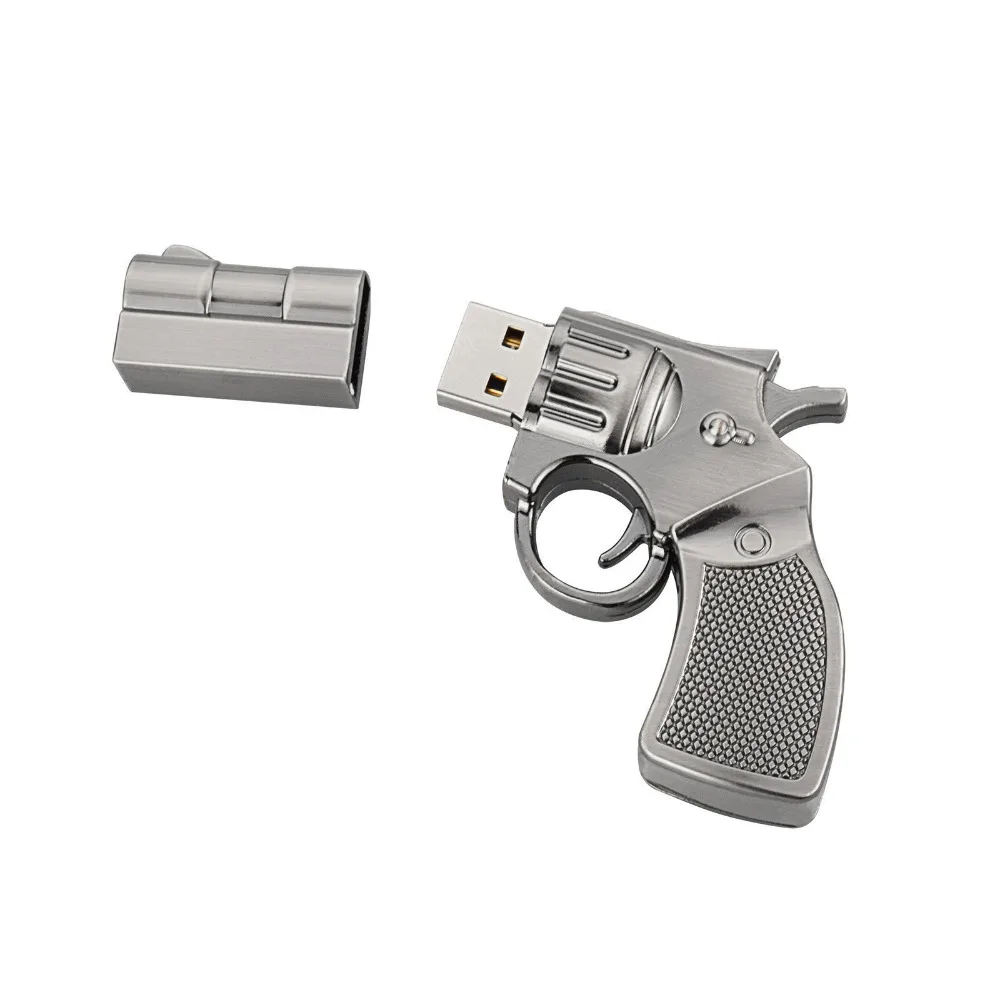 J боксинг мультфильм USB флэш 64 Гб Pendrives металлический пистолет Форма память палка