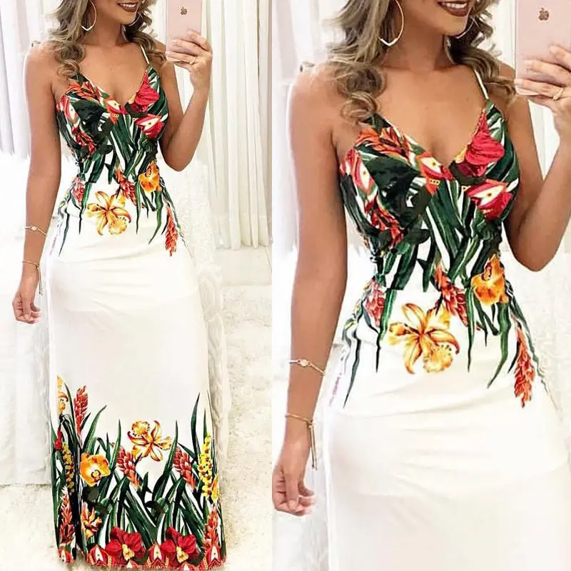 Summer Women Boho Floral Printed Dresses Fashion Ladies Sleeveless Party Evening Long Maxi Dress 2018 Suspenders V-neck Dresses
Summer Women Boho Floral Printed Dresses Fashion Ladies Sleeveless Party Evening Long Maxi Dress 2018 Suspenders V-neck Dresses