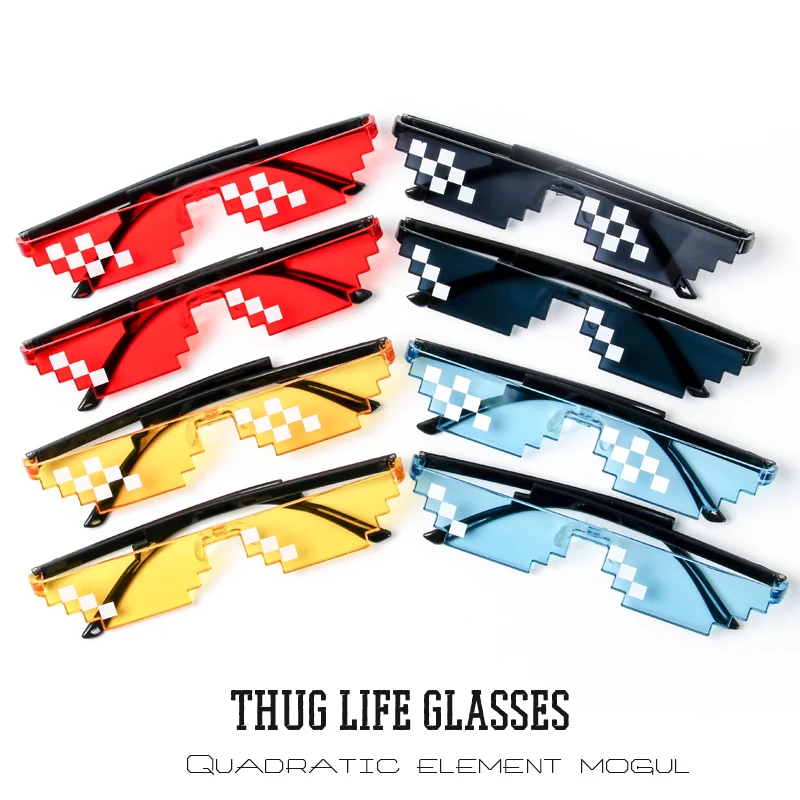 Солнцезащитные очки Thug Life для мужчин и женщин маленькие прямоугольные черные