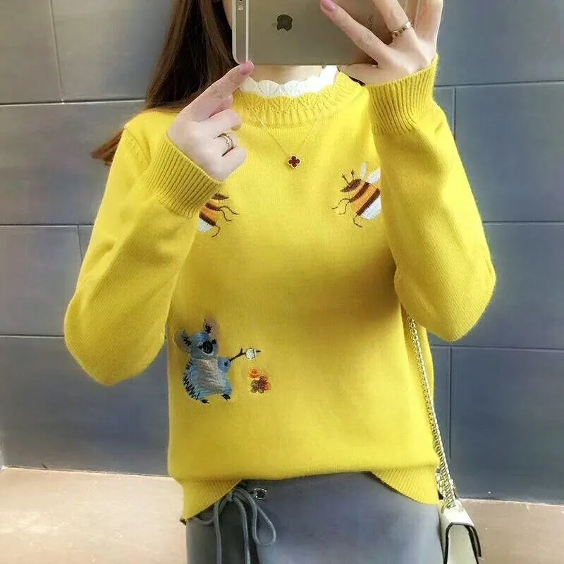 2019 New Autumn Fashion Knitted Girls Pullover Tops Bee Printed Ladies Knit Sweaters Fall Warm Turtle Neck Pullovers Jumper
2019 New Autumn Fashion Knitted Girls Pullover Tops Bee Printed Ladies Knit Sweaters Fall Warm Turtle Neck Pullovers Jumper