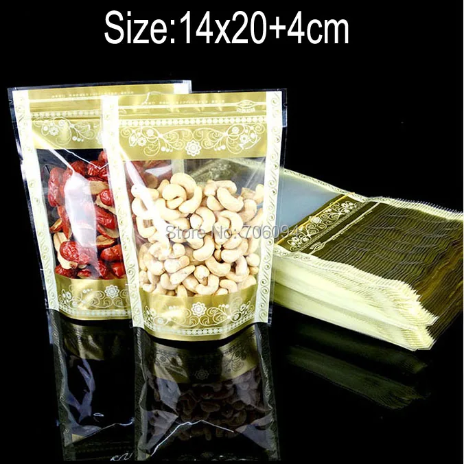 200 шт 14*20 + 4 см (5,5 ''x 7,9'') самоуплотняющийся прозрачный полиэтиленовый пакет с золотой печатью Standup ziplock пластиковый пакет для выпечки пищевых продуктов
200 шт 14*20 + 4 см (5,5 ''x 7,9'') самоуплотняющийся прозрачный полиэтиленовый пакет с золотой печатью Standup ziplock пластиковый пакет для выпечки пищевых продуктов