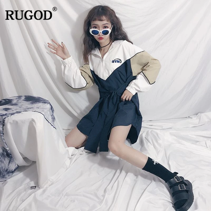 RUGOD 2018 Модный женский o-образный вырез пальто с поясом капюшоном тонкий твердый 3D