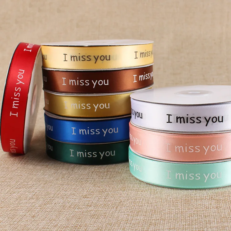 New 20mm Gift Ribbon Printed English letters " I MISS YOU " packaging ribbon for Wedding/birthday decoration lenght 45meters/lot
New 20mm Gift Ribbon Printed English letters " I MISS YOU " packaging ribbon for Wedding/birthday decoration lenght 45meters/lot