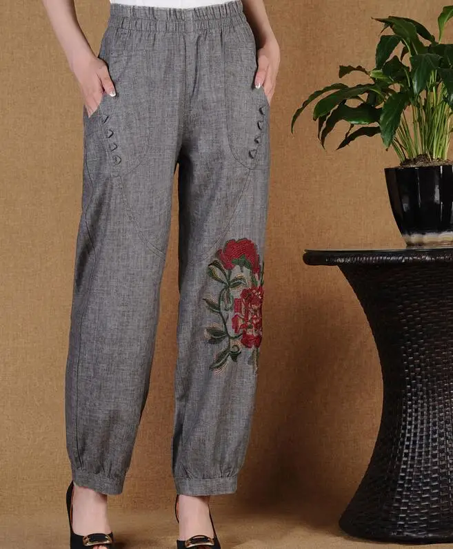 L-6XL Hot 2019 Spring Women New Fashion embroidered linen trousers elderly leisure elastic waist loose pants
L-6XL Hot 2019 Spring Women New Fashion embroidered linen trousers elderly leisure elastic waist loose pants