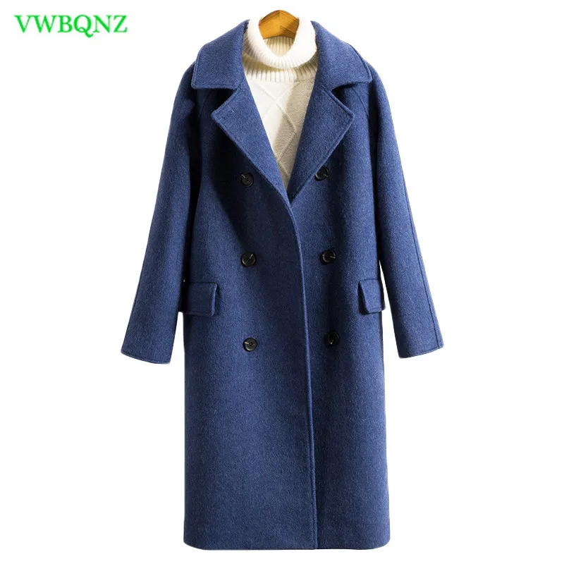 Women Double-faced cashmere coat Autumn Winter Long Wool Coats Fashion Overcoat Ladies Wide-Waisted Blue haze Woolen Coats A939
Women Double-faced cashmere coat Autumn Winter Long Wool Coats Fashion Overcoat Ladies Wide-Waisted Blue haze Woolen Coats A939