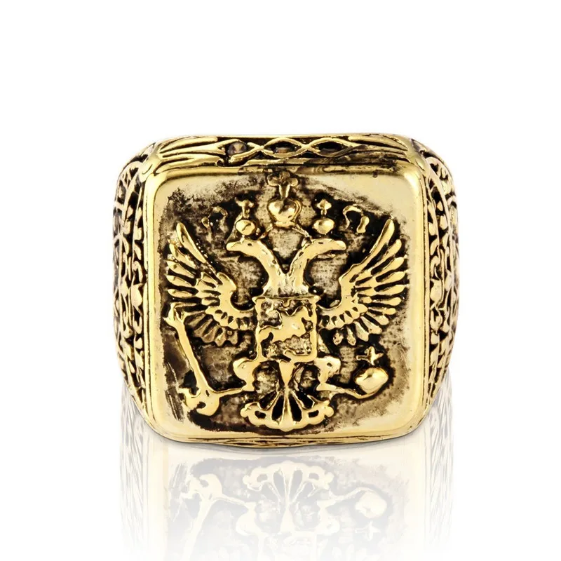 Men Ring Fashion Men Signet Ring Empire Double Eagle Punk Gold Color Arms of The Russian Big Ring Surprise Birthday Present
Men Ring Fashion Men Signet Ring Empire Double Eagle Punk Gold Color Arms of The Russian Big Ring Surprise Birthday Present