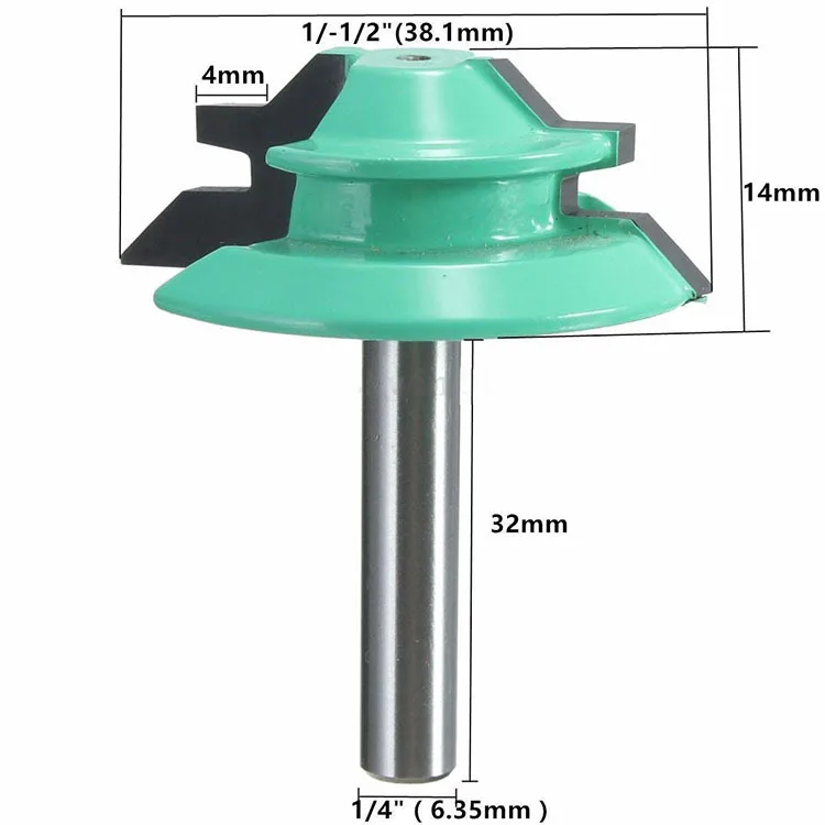 1PC 45 Degree Lock Miter Router Bit 1-1/2" Diameter 1/4" Shank Wood Cutter for Woodworking Drilling Power Tools
1PC 45 Degree Lock Miter Router Bit 1-1/2" Diameter 1/4" Shank Wood Cutter for Woodworking Drilling Power Tools